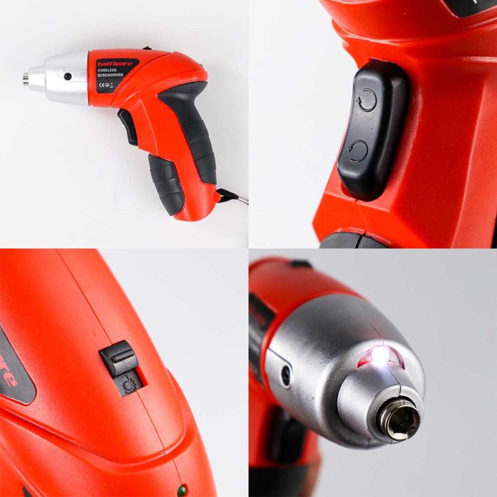 Bor Cordless Multifunction Electric Screwdriver 4.8V 45pcs S019 - Merah