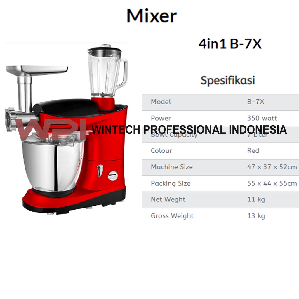 Wirastar Mixer 4in1 Mixer-Blender-Meat Grinder-Sausage Maker