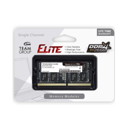 Memory Ram team elite 8gb ddr4 2666mhz pc-21300 1.2v cl19 sodimm for laptop notebook ted48g2666c19-sbk