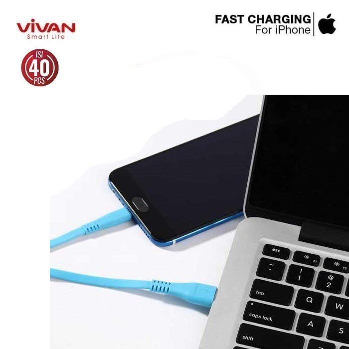 Kabel Data Vivan CSL100S For Iphone Cable Data  (1 Toples ini 40 Pcs) - Garansi Resmi 1 Tahun