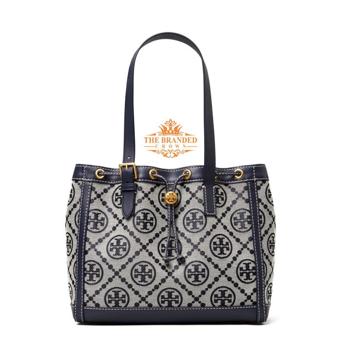 Tas Tory Burch 6178901 Small T Monogram Jacquard Tote - Blue