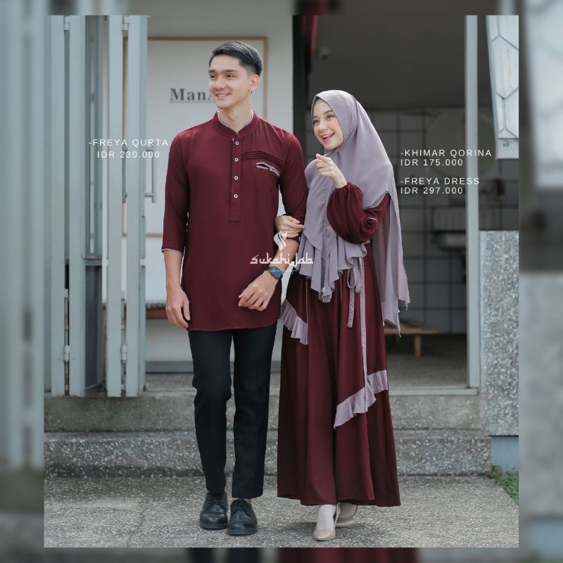 Sarimbit gamis koko couple adem syari FREYA by sukahijab - bisa COD - baju couple lebaran