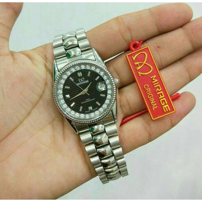 Jam Tangan Mirage 1579 Silver Black Original tersedia Pria Wanita