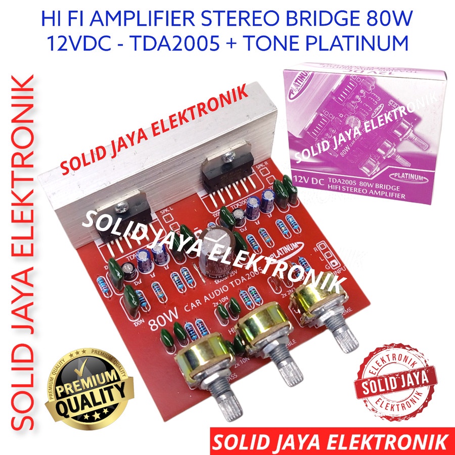 KIT POWER SPEAKER AKTIF STEREO 12V DC 80W BRIDGE TDA2005 TDA 2005 CAR AUDIO HI FI AMPLIFIER AMPLI 80 WATT W 12 VOLT V VDC TDA 2005 PLUS TONE CONTROL PLATINUM ASLI ORIGINAL