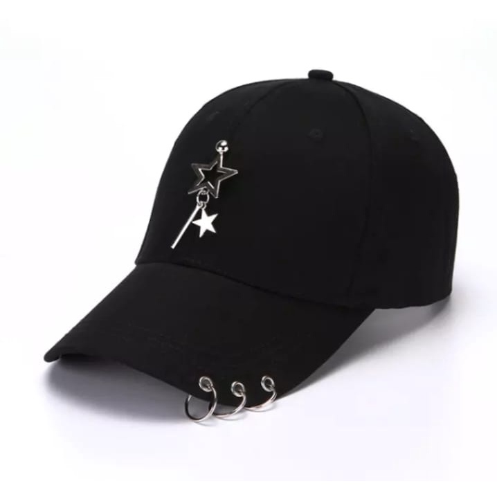 Topi Cincin Gantungan Bintang//Topi Anting//Topi Baseball Ring Anting Korea