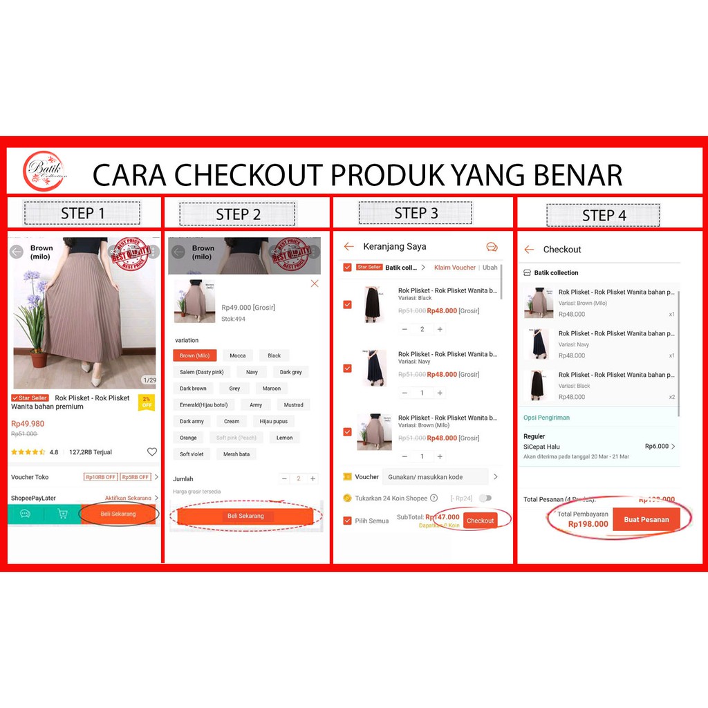 Rok Plisket - Rok Wanita Selutut Mrs4