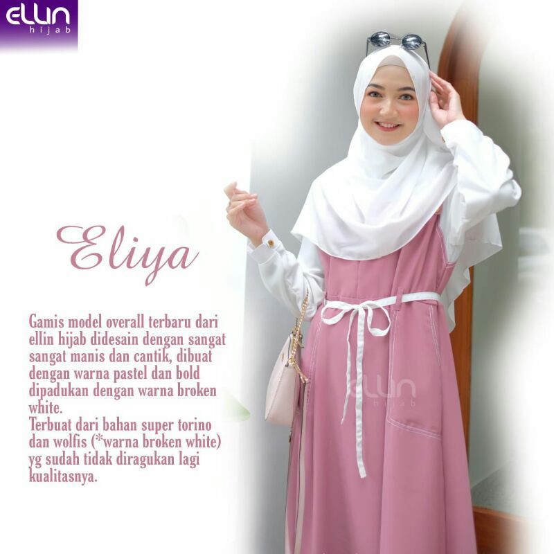 (COD) Eliya dress ORI by ellin hijab dress overall xs-xxl gamis kece remaja polos