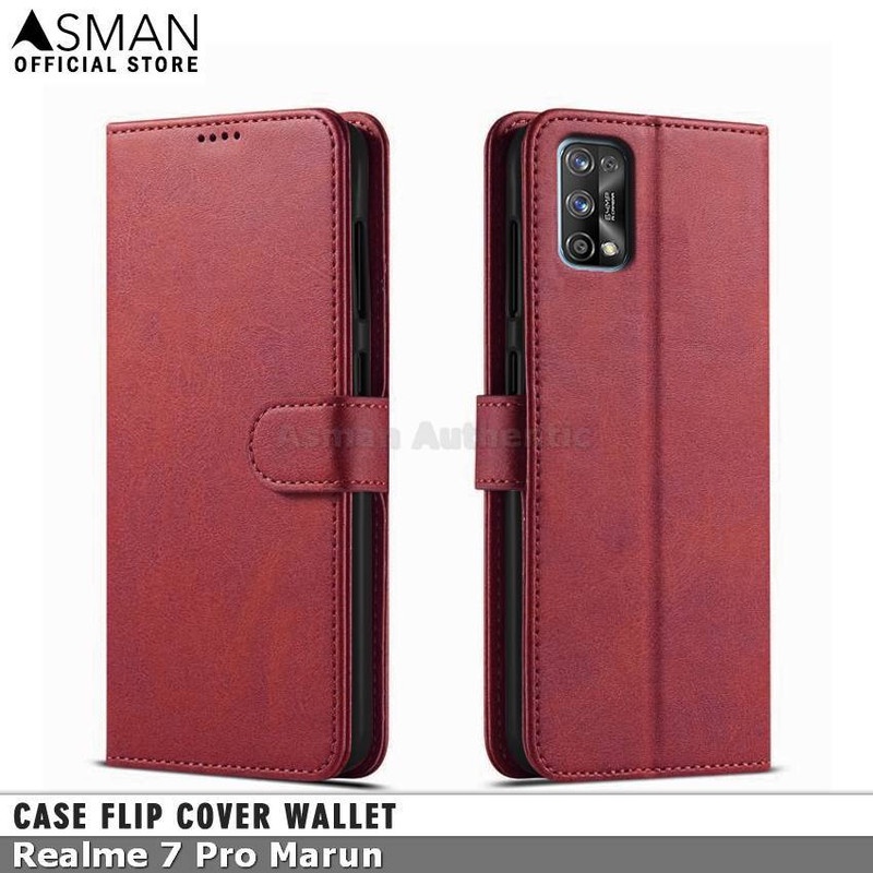 Asman Case Realme 7 Pro Leather Wallet Flip Cover Premium Edition