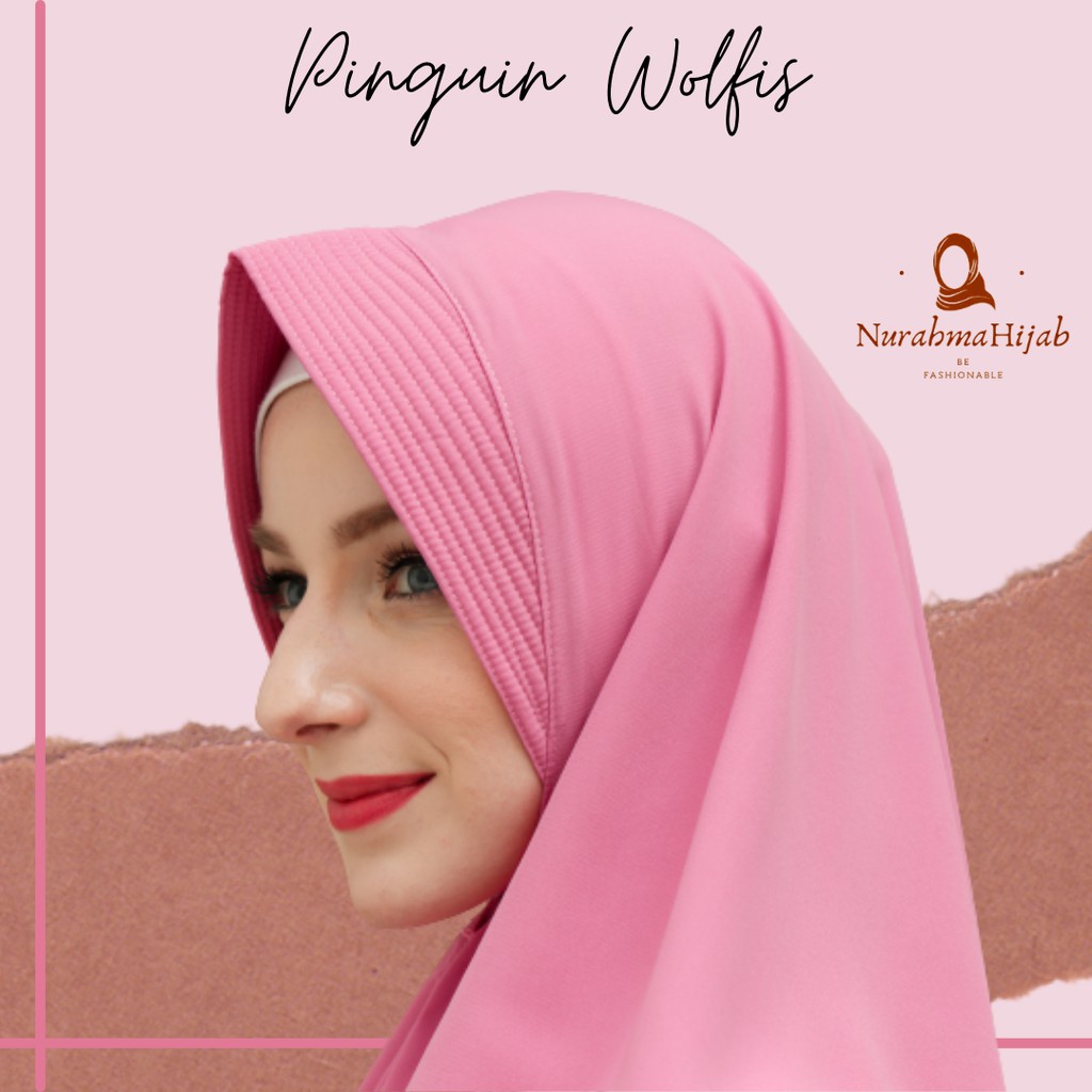 Khimar Ped Antem Pinguin Wolfis XL / Jilbab Instan Simple Ped Woolpeach