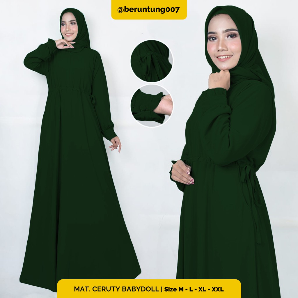 GAMIS CERUTY BABYDOLL HIJAU BOTOL POLOS - GAMIS PREMIUM - GAMIS TERBARU - GAMIS REMAJA