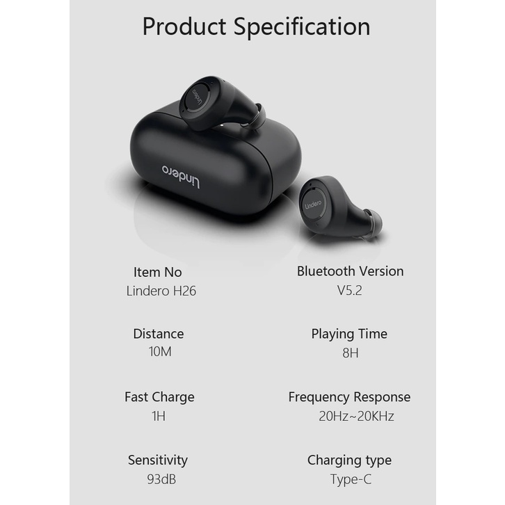 Lindero ANC TWS Qualcomm QCC3040 APTX Adaptive Bluetooth 5.2 Headset