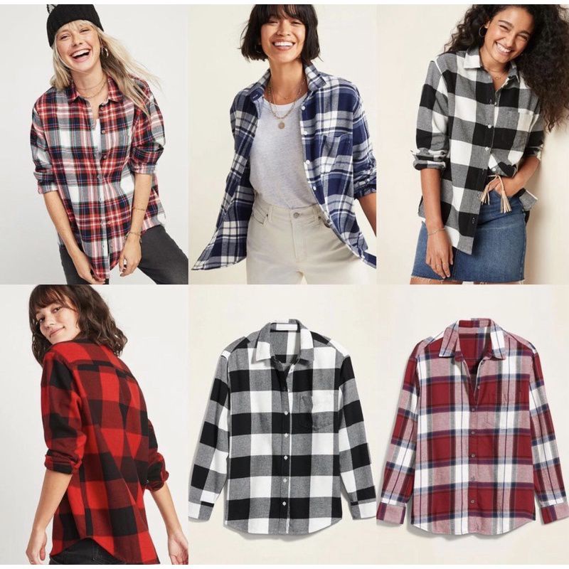 Kemeja Flanel OLD NAVY / Flanel Boyfren Shirt Unisex Outer Pria Wanita Original Branded