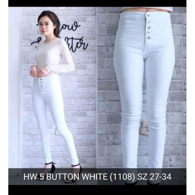 Jeans HW putih kancing 5