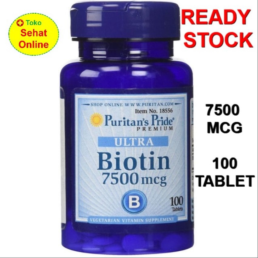 Puritan Biotin 7500 mcg - 100 Vegetarian Tablets Puritan's Pride USA