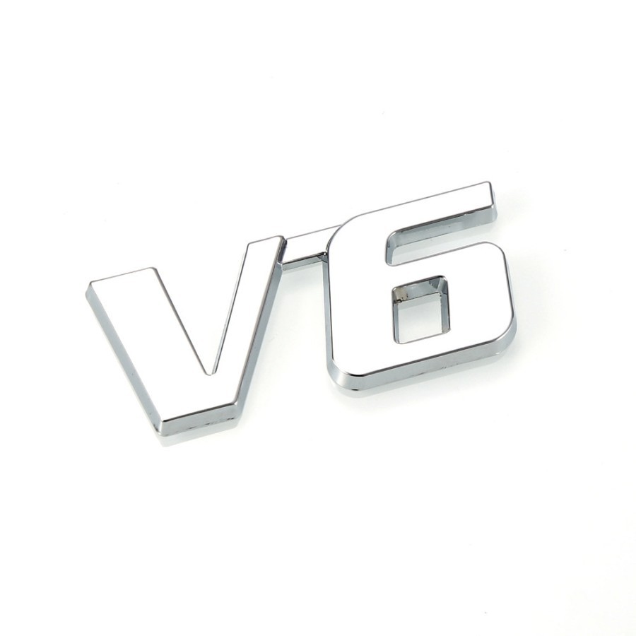 emblem V6 mobil metal chrome decal