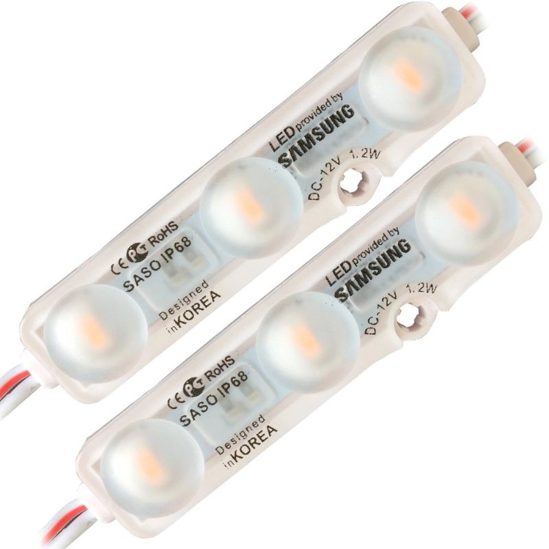 Lampu Led Modul Samsung 12v 5630 Lensa 6618 Saso IP68 Putih Kuning WarmWhite Merah Hijau Biru pink