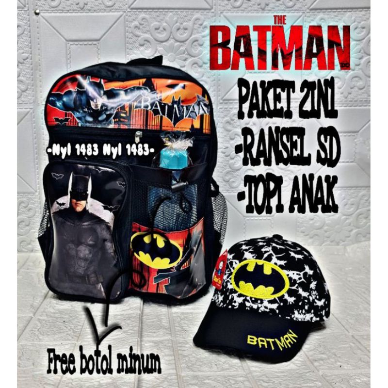 RANSEL ANAK KARAKTER / RANSEL ANAK LAKI LAKI / TAS ANAK LAKI LAKI BATMAN / PAKET 2IN1