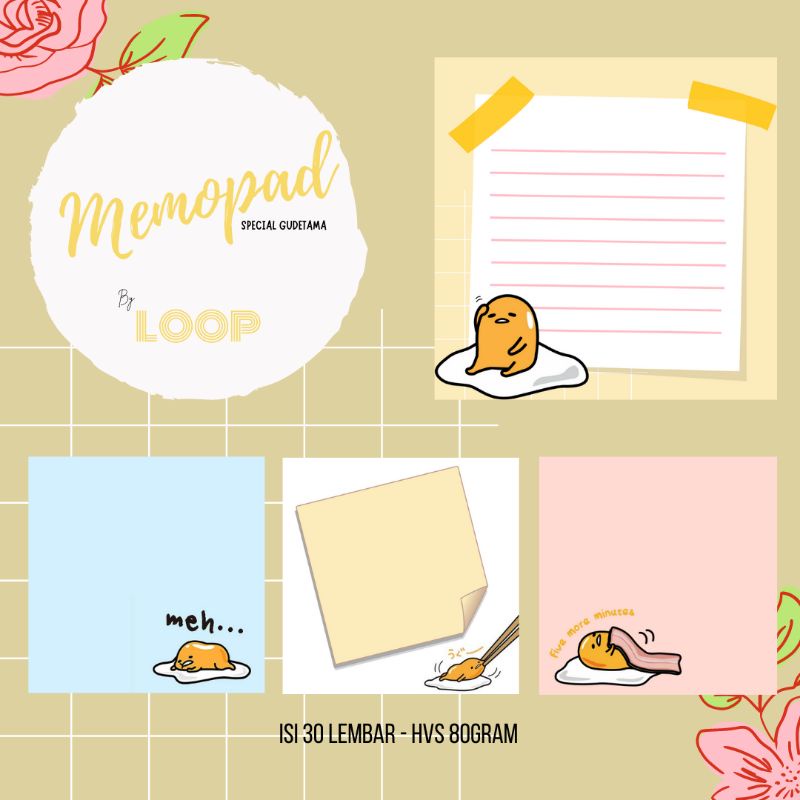 

Memo Pad Kartun Lucu - Gudetama