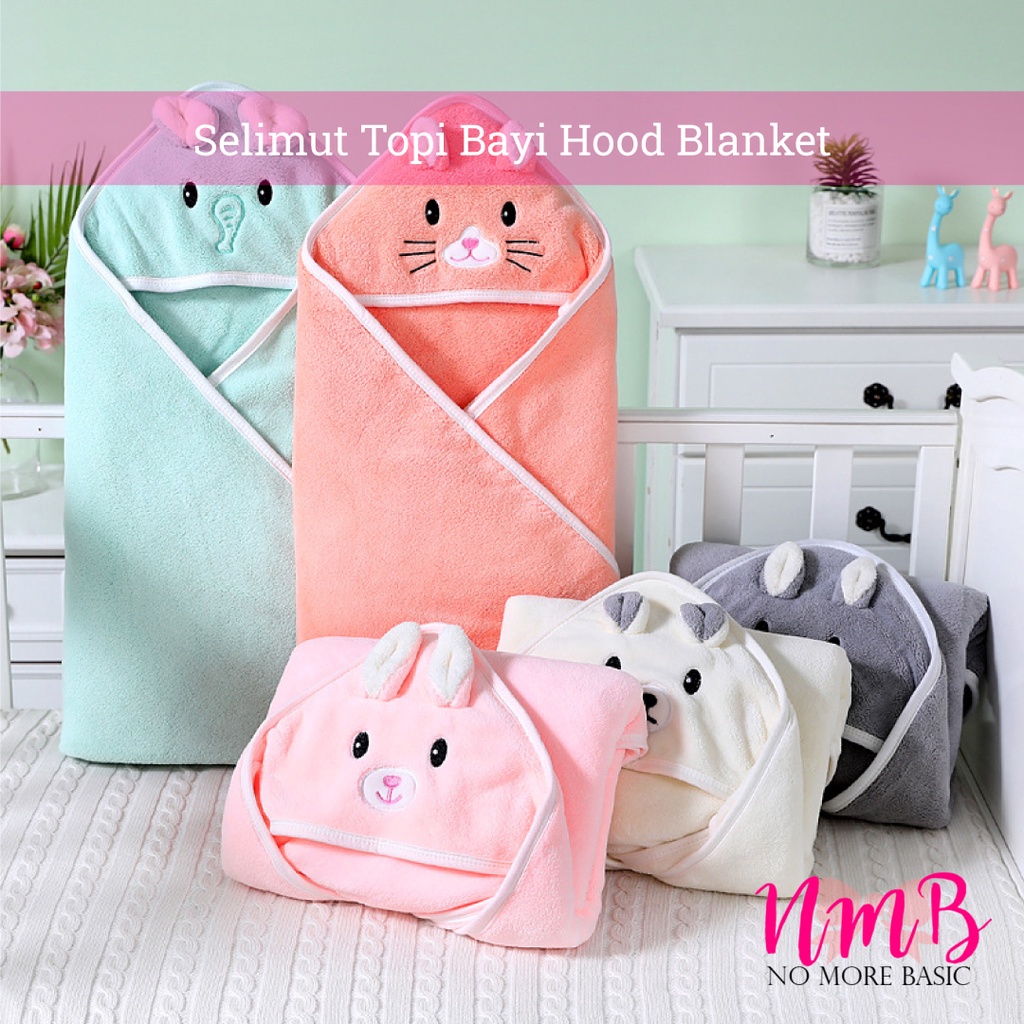 Selimut Topi Bayi Karakter Hood Blanket Newborn Selimut Bayi Karakter