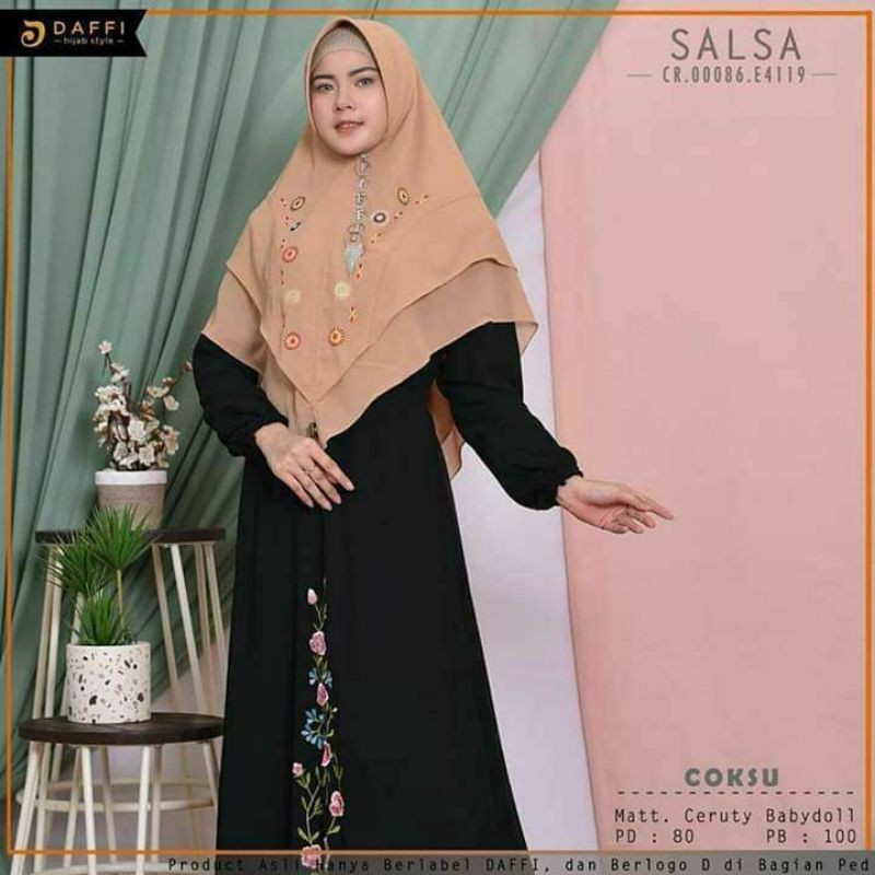 Khimar Ceruty Babydoll Syar'i Motif Jumbo Original 2 Layer ORI Daffi Salsa