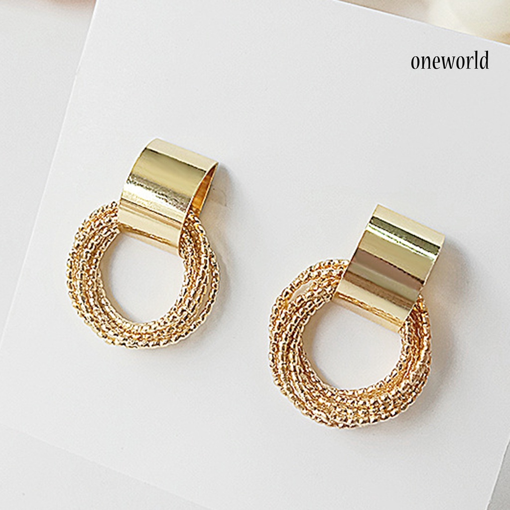 OW# 1 Pair Exquisite Women Multilayer Circle Golden Ear Stud Earring Jewelry Accessory