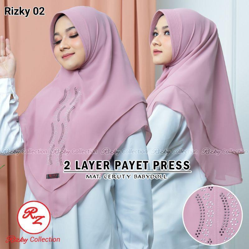 HIJAB PAYET SANDI ATAS ORIGINAL BY RIZKY COLLECTION KHIMAR PAYET SANDI ATAS BEST SELLER