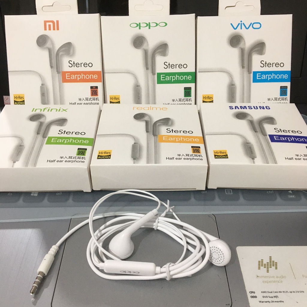 Headset brand HM133 huawei / Vivo / earphone handsfree brand MH134 super Extra bass bisa nelpon volume mic