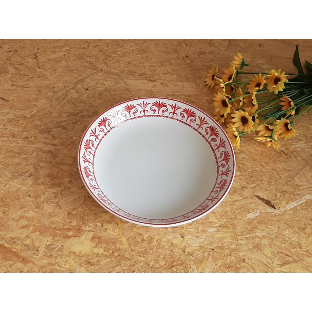 Mangkok Pasta Keramik / Mangkok Pasta Keramik Motif Bohemian Red / Mangkok Pasta Keramik