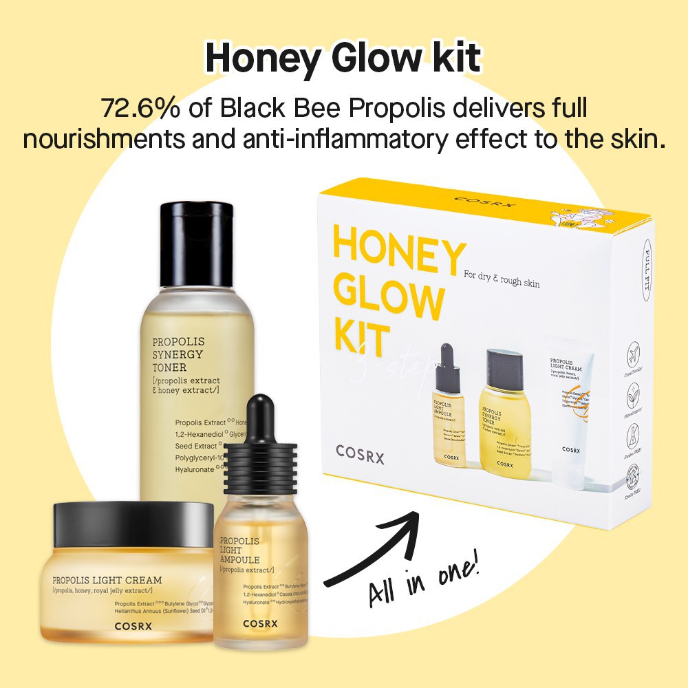 COSRX Honey Glow Kit - Full Fit Propolis Trial Kit (3 Step)