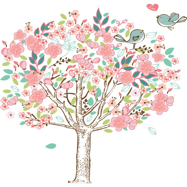 RELIZA WALL STICKER POHON RANTING BUNGA TREE FLOWER DF5103 STIKER DINDING