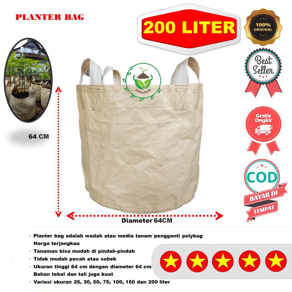 Planter Bag Zahra Planterbag 100 150 200 Liter Original