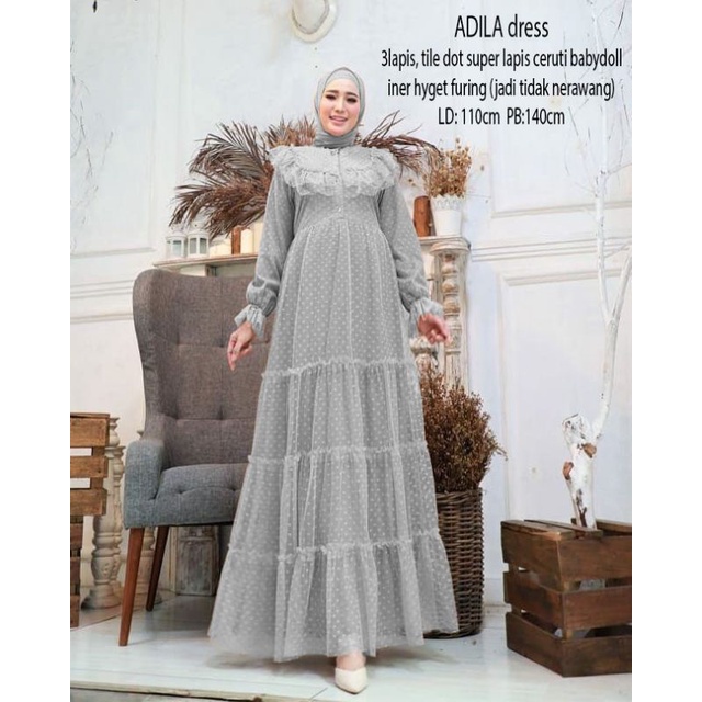 Adila Dress  bahan tile mix ceruty mix furing
