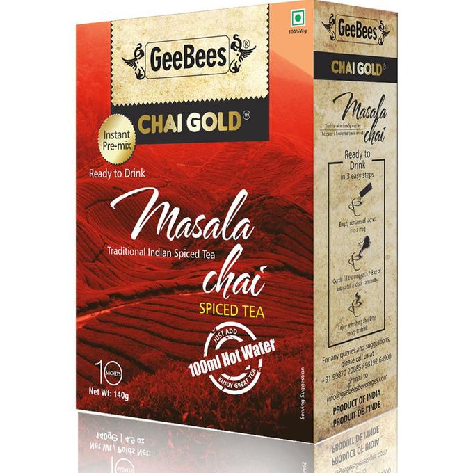 

(BISA COD) GeeBees Chai Gold 3 Varian| Masala Chai | Cardamom | Plain | Teh India TERLENGKAP Kode 372