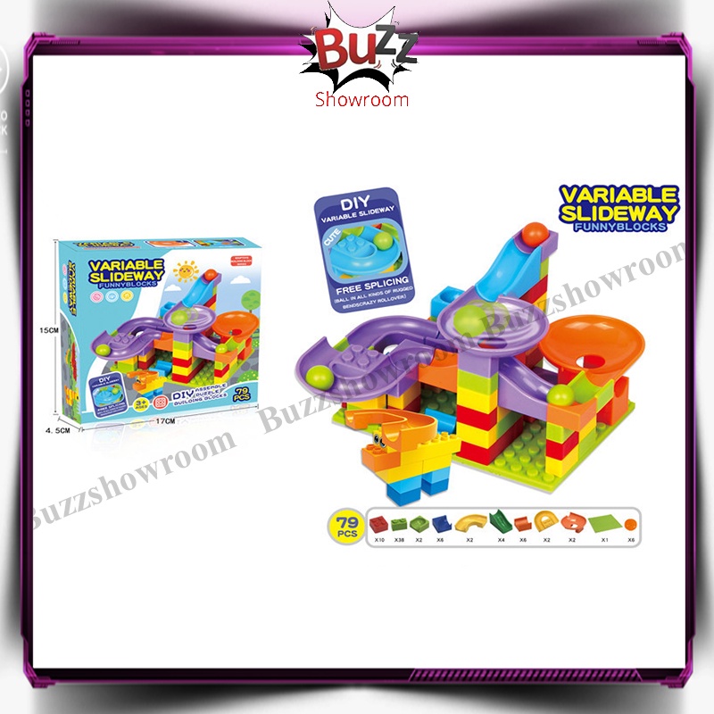 Slide Ball Building Block Mainan Edukasi Anak Maze Ball Marble Run Blocks