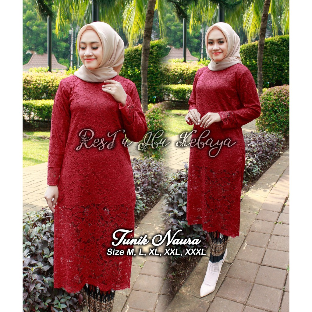 BARU ! Kebaya KINANTI Brukat Kurung Tunik / Kebaya Brokat Modern/Setelan Kutubaru/Kebaya Murah