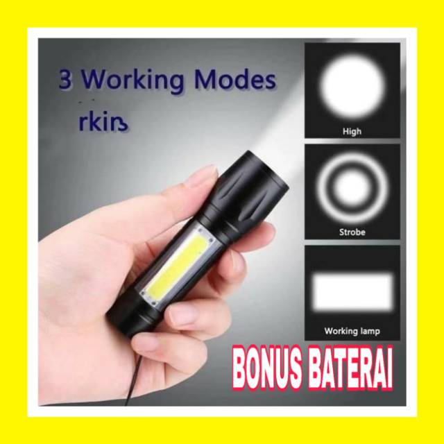 Lampu Senter LED Mini Anti Air Untuk Outdoor / Senter Swat Polisi Mini Waterproof