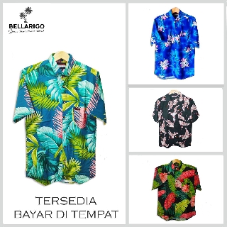 kemeja pria hawaii surfing lengan pendek Baju  Pantai Bali 