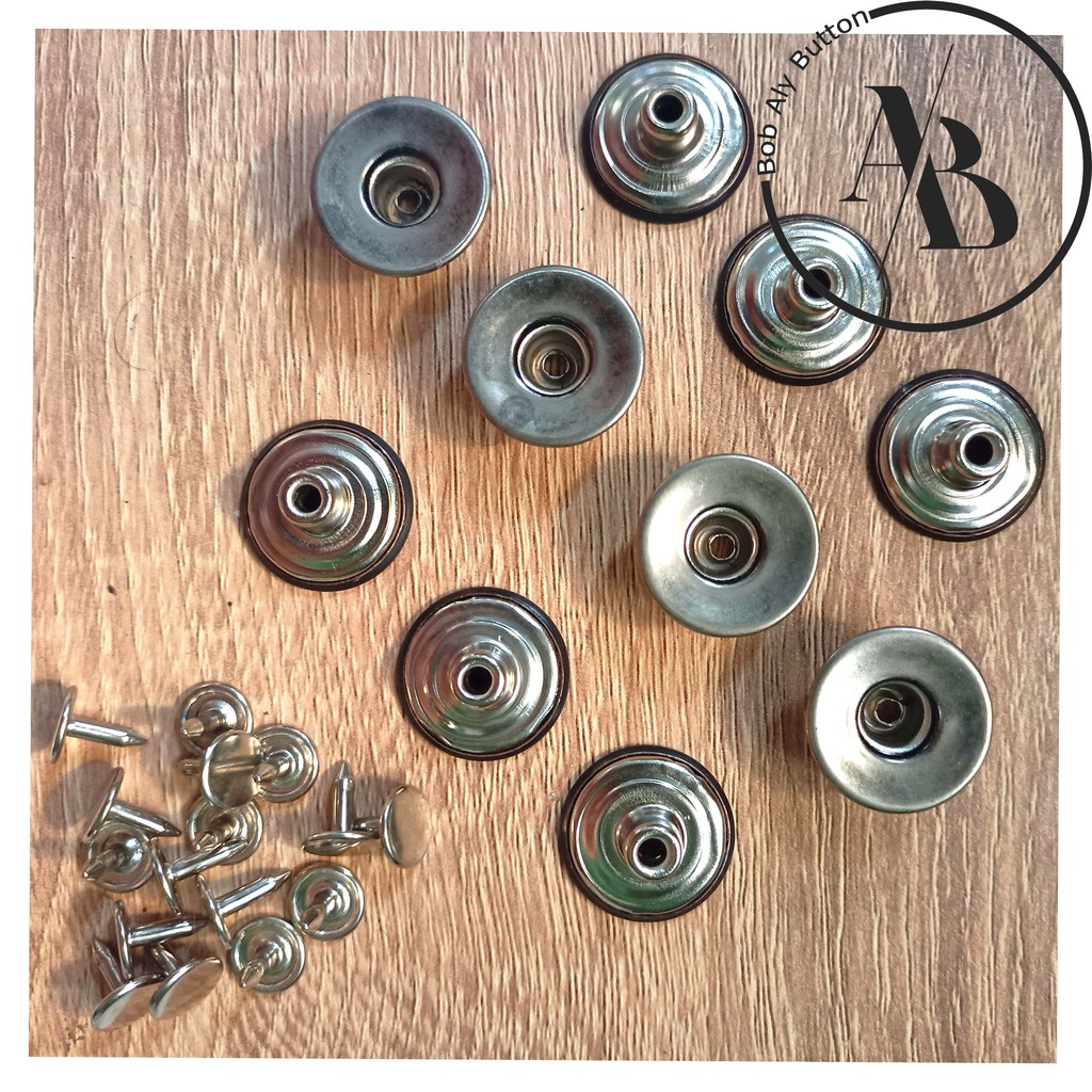 KANCING JEANS PATEN BOLONG CEKUNG 17MM ANTIKSILVER PER 12 PCS BC 20 AS