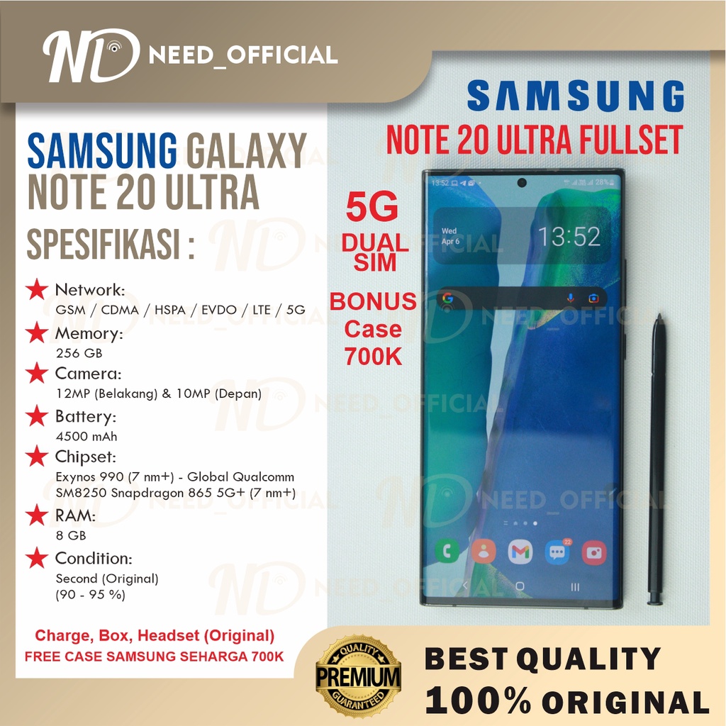 Jual Samsung Galaxy Note 20 Ultra 256GB 5G Second Original Fullset ...