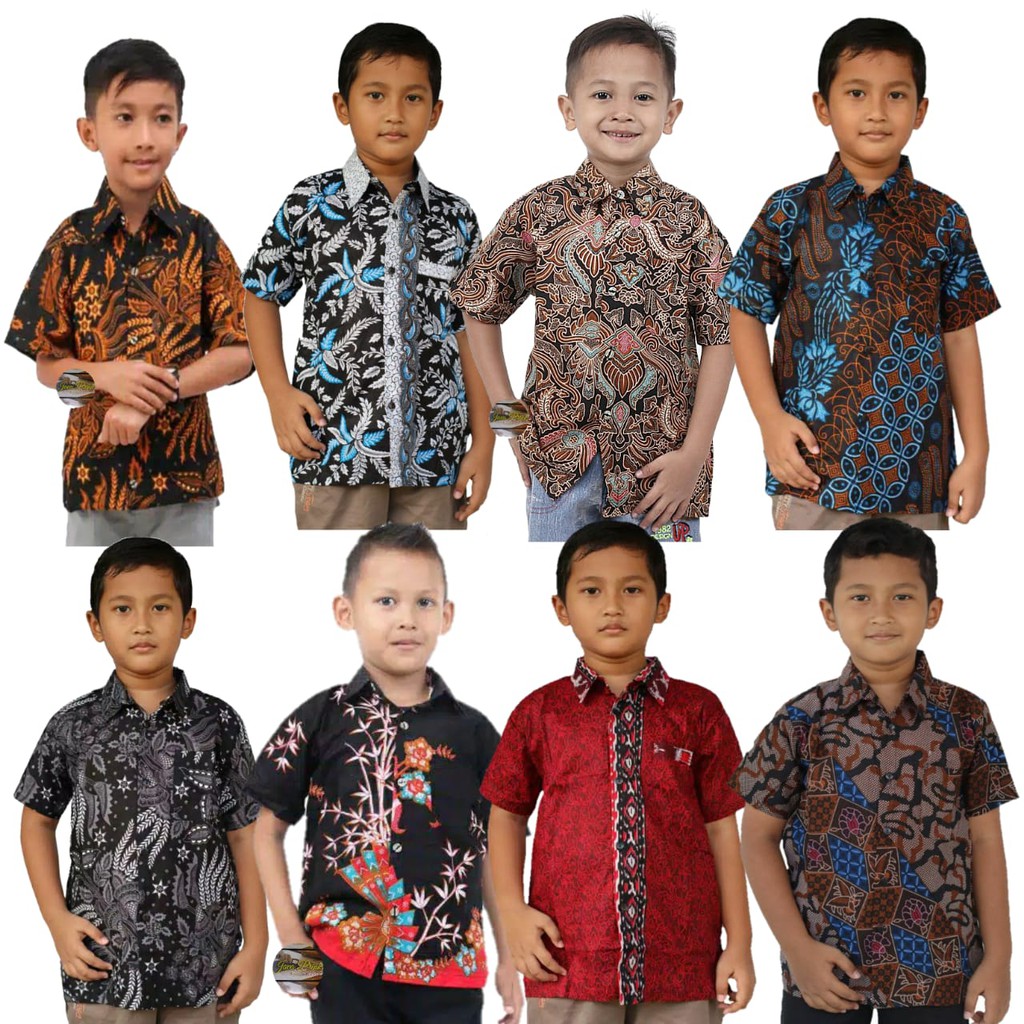 Batik Anak / Hem Anak Pendek Laki Laki Motif Ulir 1-6 tahunnn