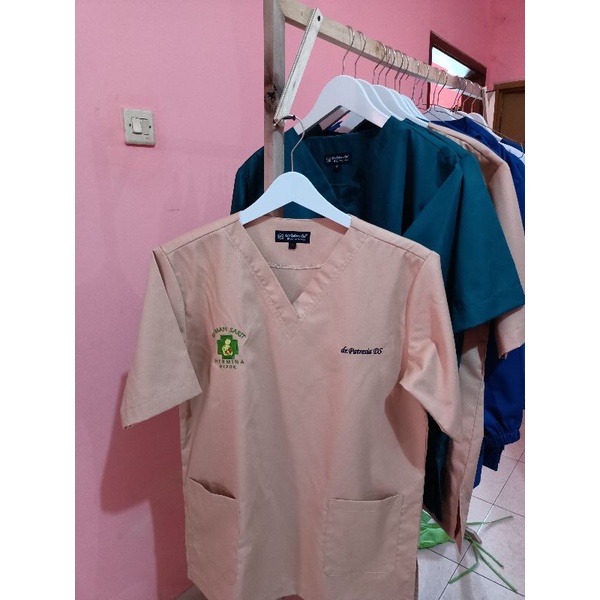 Bordir nama, logo scrubs baju jaga,  baju oka, gown, asdanasn_scrubs