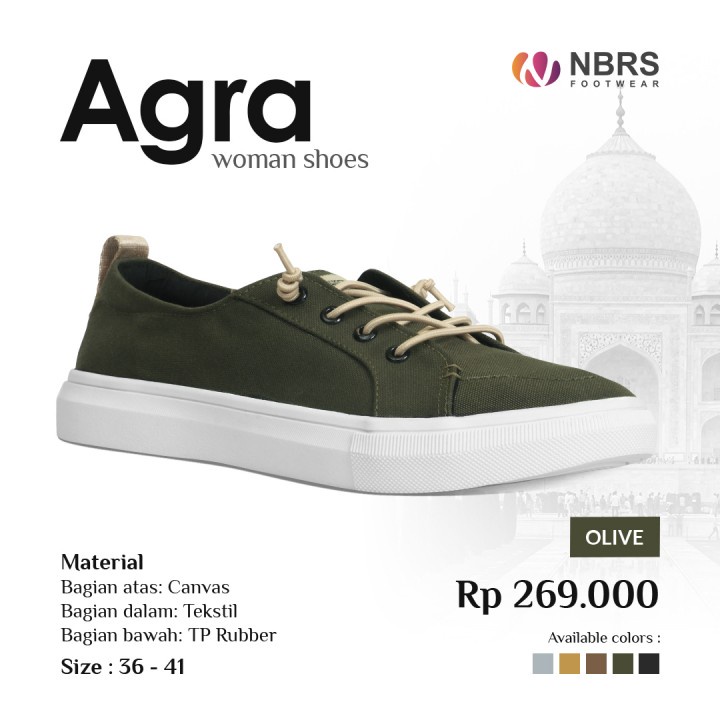 Nibras Footwear Sepatu Agra Women Bahan Canvas Sepatu Tali Kasual Wanita