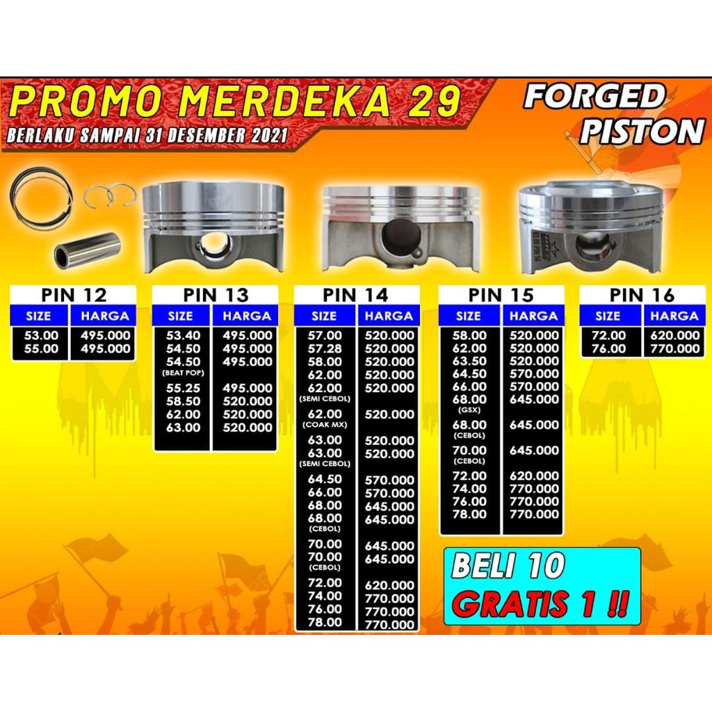 SUPER FORGED PISTON BRT PIN 12 & 13-53.00 PIN 12