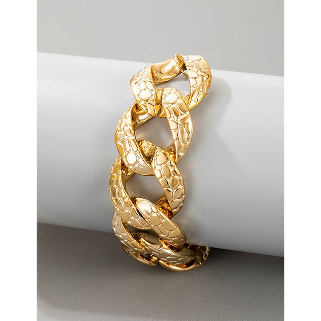 LRC Gelang Tangan Fashion Golden Thick Chain Snake Print Single Layer P75589