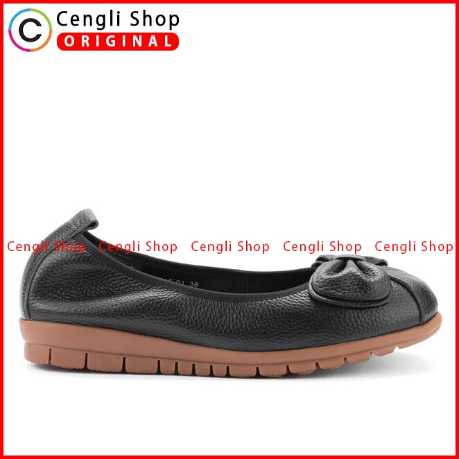 SEPATU FLAT KULIT ANDREW WANITA ORIGINAL CASUAL BRANDED HITAM ANW07