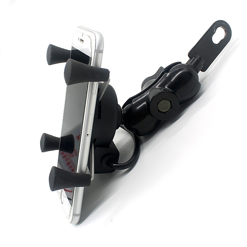 X-Grip Holder Motor Smartphone dengan USB 12V 2A - 006