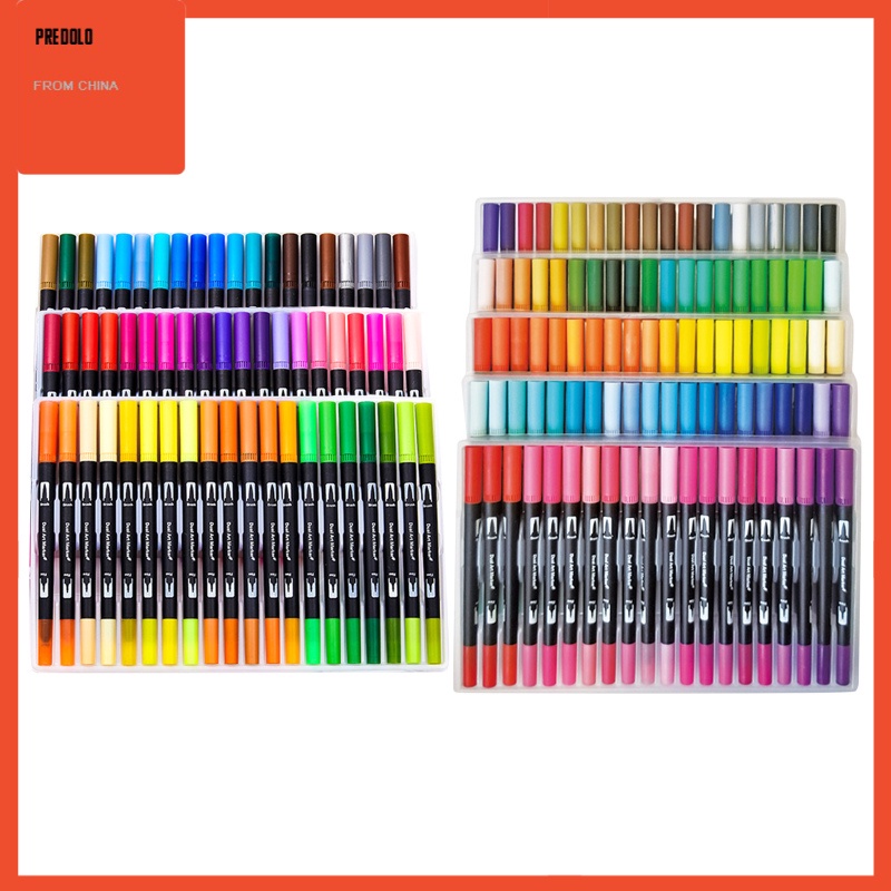 [In Stock] 60/100 Colors Dual Tip Brush Pen Drawing Markers for Painting 60 Pieces