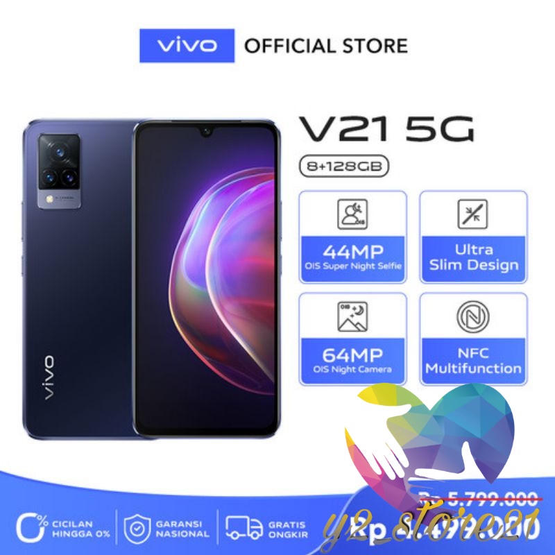 Vivo V21 5G Vivo V23 5G 8/128GB RAM 8GB+3GB Extended ROM 128GB MTK Dimensity 800U 33W Fast Charging 