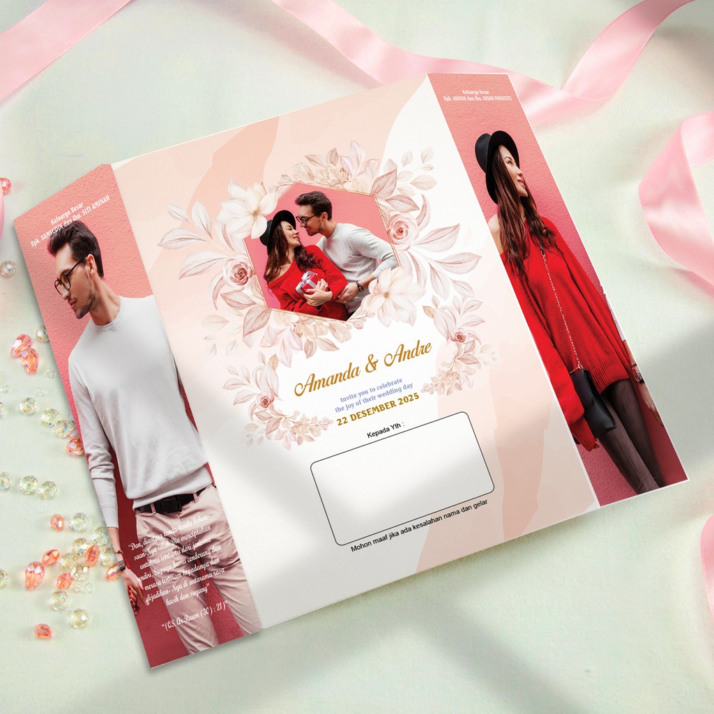 Cetak Undangan Pernikahan Murah ART CARTOON TEBAL GLOSSY & JASMINE Undangan Full warna  Pakai Foto F
