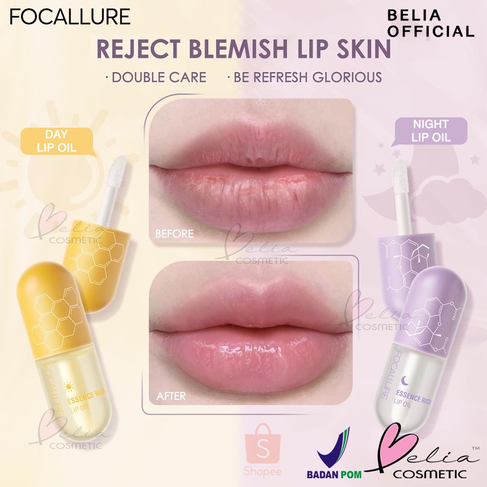 ❤ BELIA ❤ FOCALLURE Essence Rich Lip Oil FA330 | Day &amp; Night | Lip Serum | Lip Gloss | BPOM